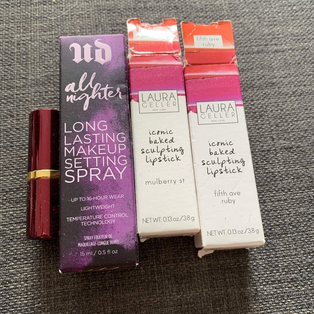 Makeup bag with beauty products
